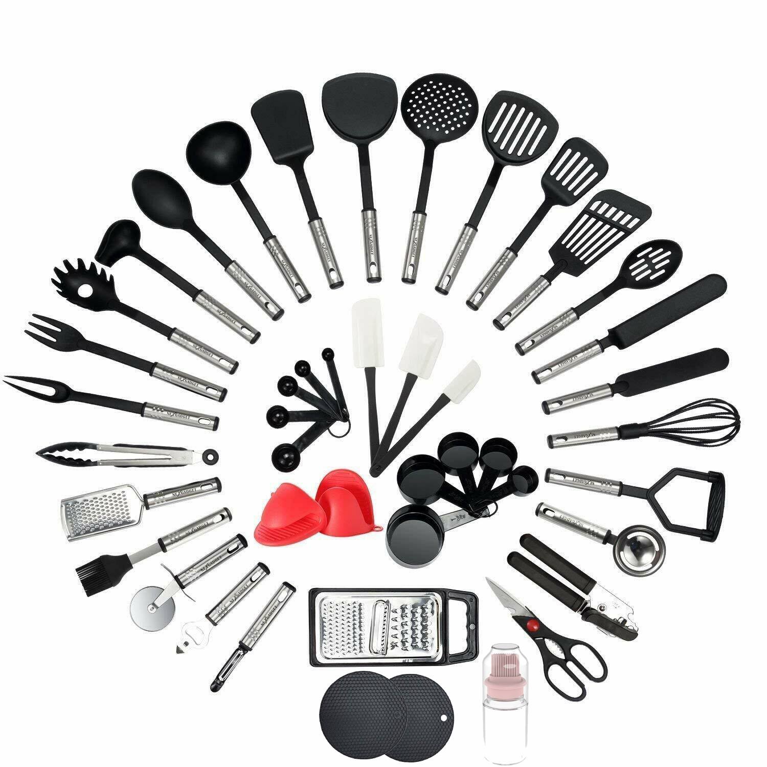 set di utensili da cucina set di utensili da cucina antiaderenti frusta Rainberg Set di utensili da cucina in silicone nero set di spatole 12 pezzi set di utensili da cucina 